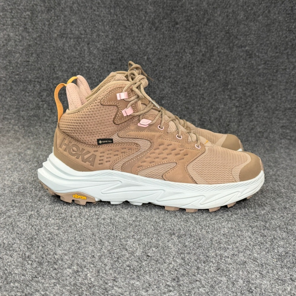 Hoka One One Tan Trail Athletic Shoes with Pink Accents